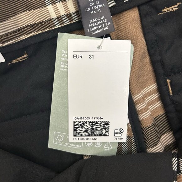 H&M Women's Chino Pants Size 31 Beige Plaid Relaxed Fit Mid Rise Pockets NWT - Picture 2 of 16